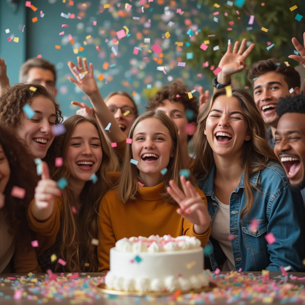 Jóvenes celebrando logros